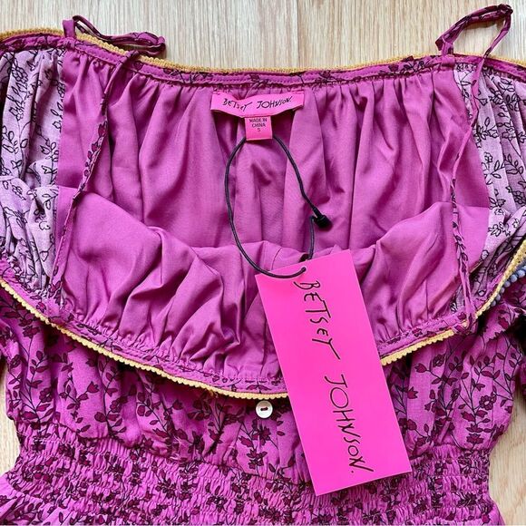 NWT Betsey Johnson Pink/Purple Vines of Bali Mini Dress - Size: Small - Picture 6 of 13